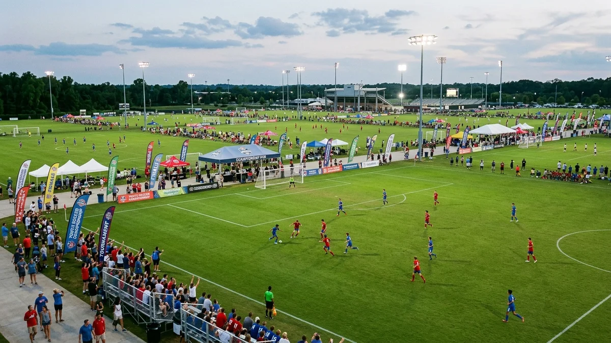 Major youth soccer tournament complex with multiple championship pitches